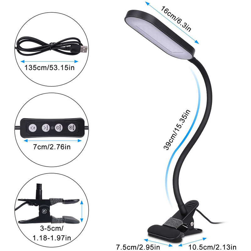 折りたたみ大型クリップハイパワー超高輝度LEDデスクランプ